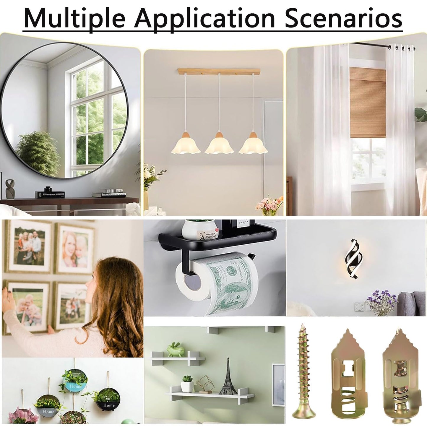 100Pcs Self Drilling Drywall Anchors, Metal Expansion Bolt for Drywall No Drilling Required, for Hanging Sheetrock (50PCS Steel Anchors and 50PCS Zinc Screws)