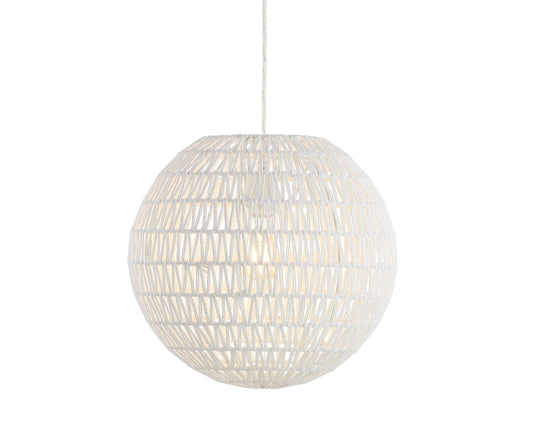 JONATHAN Y JYL6503A Luna 15.7" Woven Rattan Orb LED Pendant Minimalist Modern Contemporary Transitional Bohemian Modern Dimmable Adjustable Dining Room Living Room Kitchen Foyer Bedroom Hallway, White