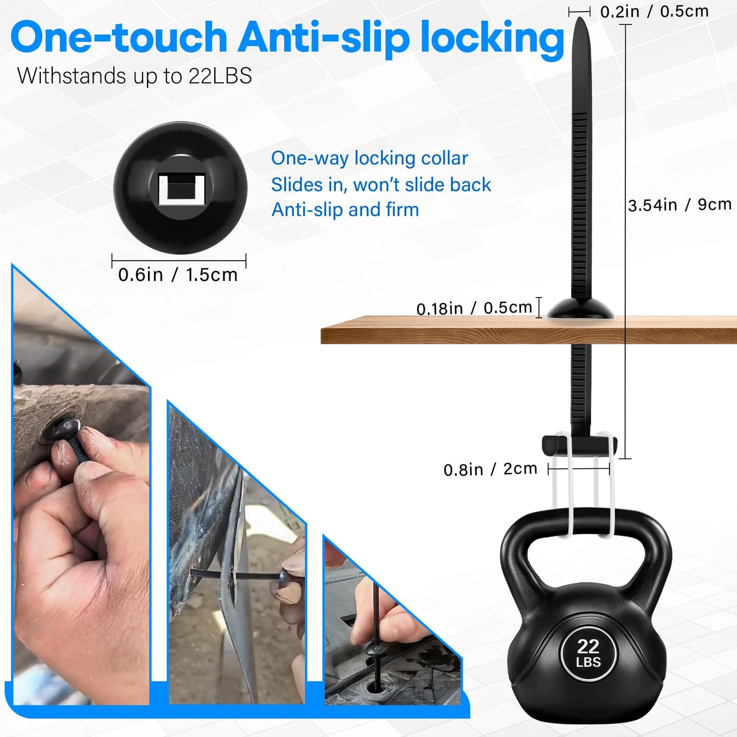 QINGLER 100PCS Nylon Universal Cable Tie Buckle, Upgrade Both-side Self-Locking Zip Tie Clips, Auto Parts Fastener for Car Fender Trunk Repair, Bumper Retainer, Wire Bundling