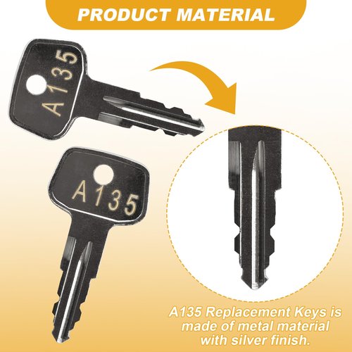 A135 SKS roof Rack Key，Replacement Keys for Yakima SKS Ski,Cargo Box,Roof,Carrier Racks and Crossbars[2 pcs]