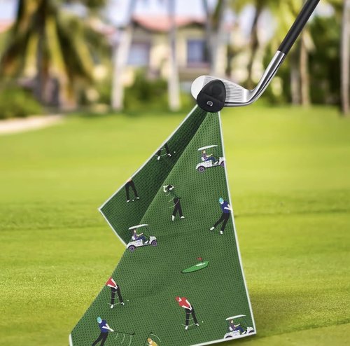 Teys Official Magnetic Towel | Top-Tier Microfiber Golf Towel with Deep Waffle Pockets | Professional Strength Magnet for Strong Hold to Golf Carts or Clubs (Golf Pattern)