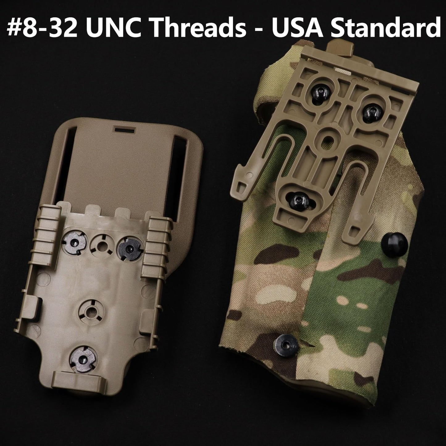 12 Sets Gun Holster Screws and Black 3 Prong T-Nuts Kit #8-32 x 5/16" & 3/8" for Safari Land QLS System/Holster & Kydex & Leather Gun Holster Screws with Anti-Slip Teeth. (12 Sets-Black)