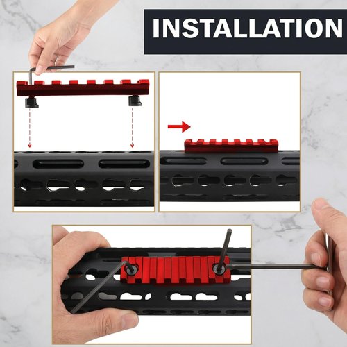 Gotical 13 Slots Picatinny Rail keymod Lightweight Aluminum Red Rail for Handguard System with Allen Wrench - 2 Pieces (Red)