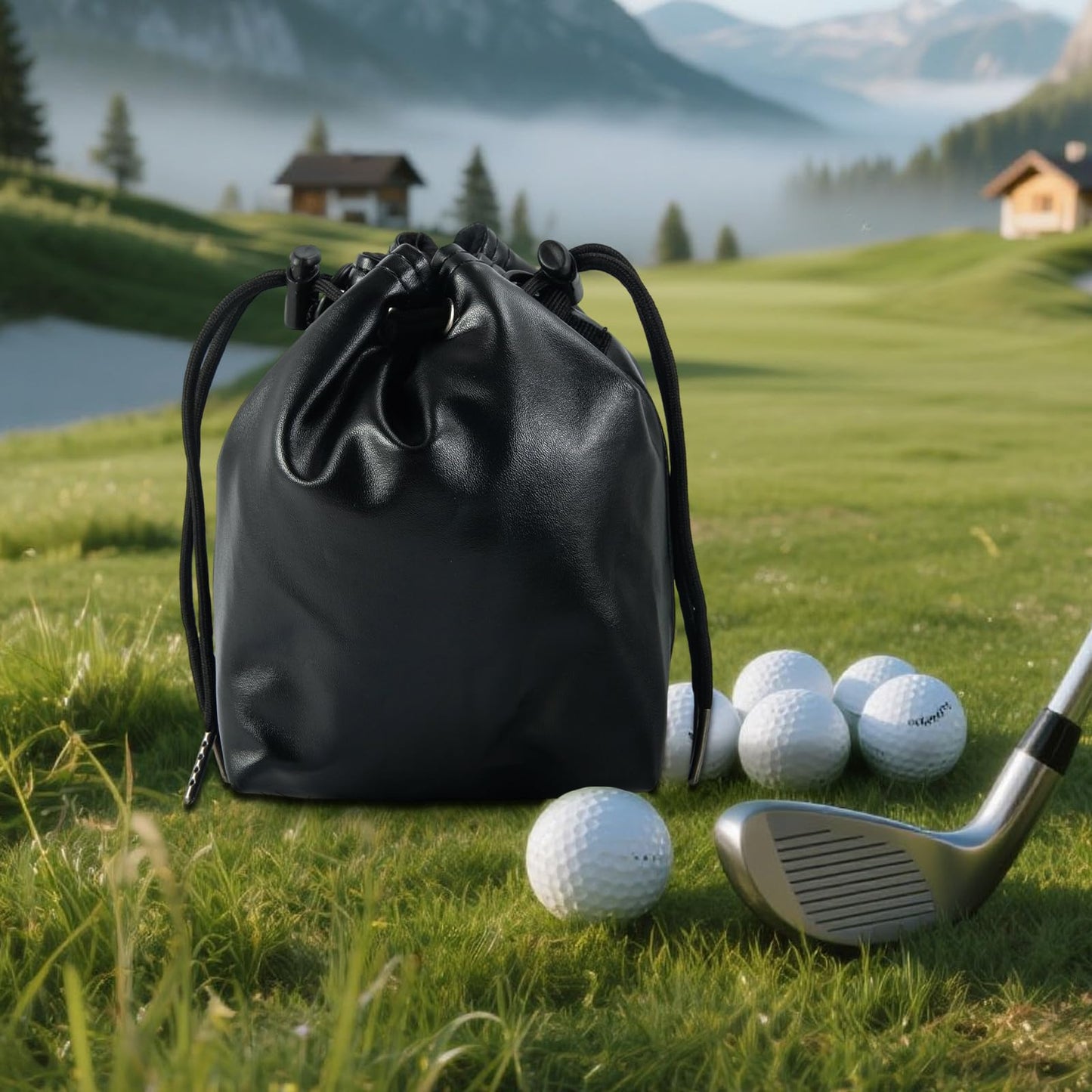 QCWN Golf Valuables Pouch for Men Women Premium Leather Golf Tee Bag with Reinforced Drawstring Clip – Waterproof Golf Ball Sack Holder for Accessories Best Golf Gifts for Men