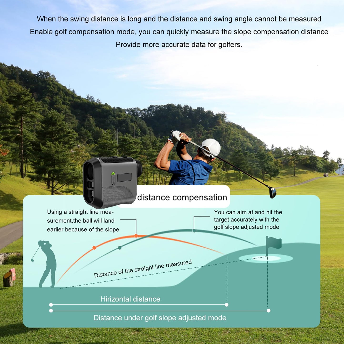 Golf Rangefinder with Slope and Pin Lock Vibration, 1200 Yards Laser Range Finder for Golf & Hunting, 7X Magnification, Rechargeable Rangefinders with Magnetic Stripe IP54 Waterproof (Grey)