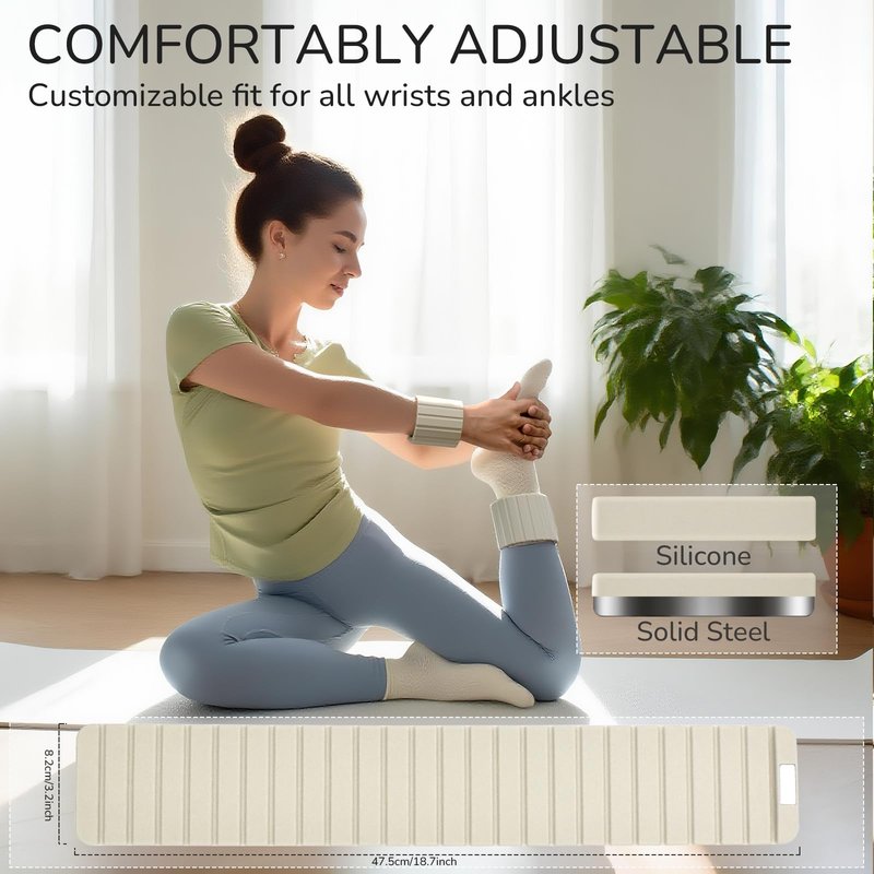 Ankle Weights and Wrist Weights for Women & Men - Adjustable Ultra-Thin Magnetic Design, Skin-Friendly Silicone with Steel Blocks for Yoga, Pilates, Swimming,Gym, Arm & Leg Weights Set of 2 (2Lb Each)