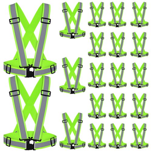 VOCHIC 20 Pcs Reflective Vests Safety High Visibility Straps Reflector Vest Safety Straps Adjustable Elastic Vest Gear for Running Cycling Working