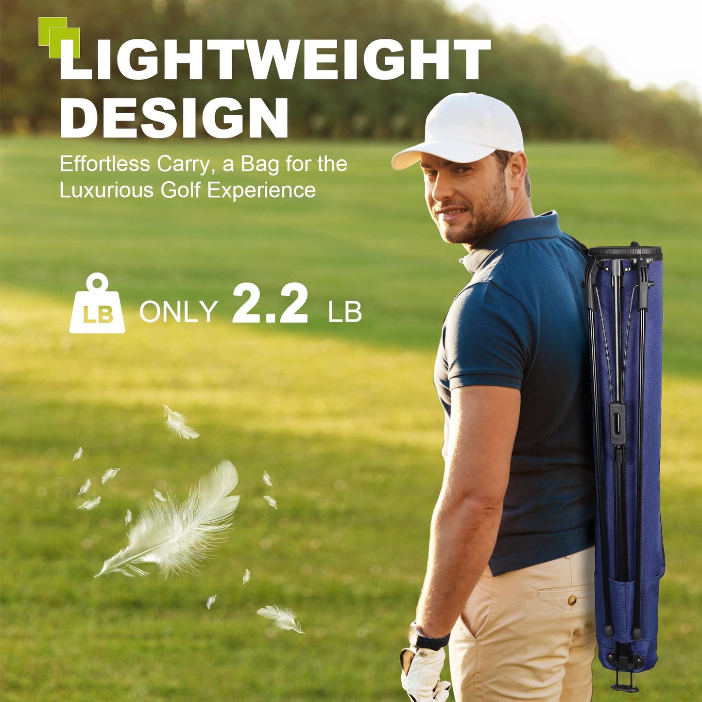 uniHimal Golf Lightweight Stand Carry Bag– Easy to Carry and Durable Pitch n Putt Golf Bag for The Driving Range, Par 3 and Executive Courses–31.5 inches Tall (Blue)