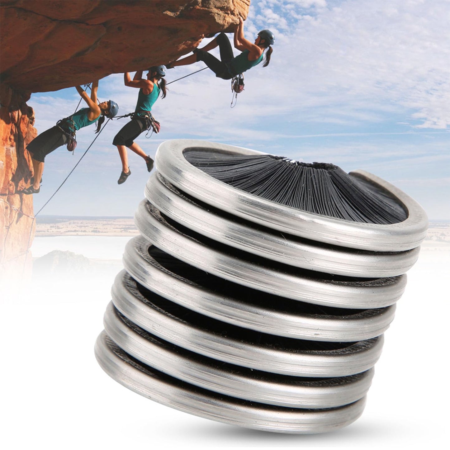 Moofey Climbing Brush, 8 to 13mm Gear Rope Cleaning Brush, Nylon Stainless Steel Climbing Rope Cleaner
