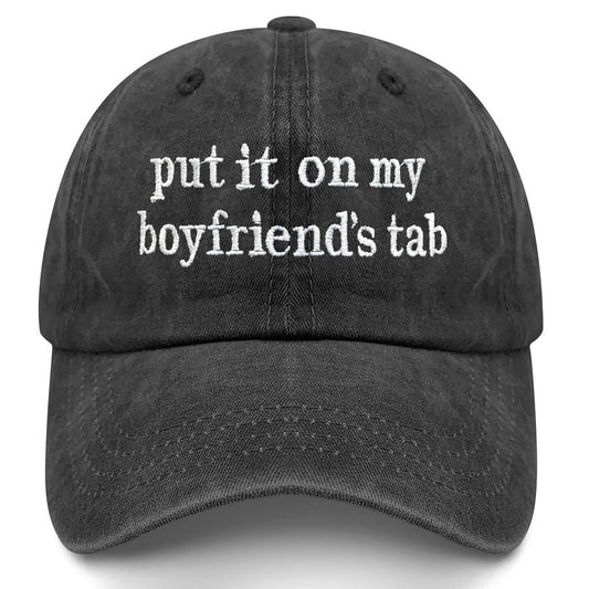 Put it on My Husbands Tab Hat for Women Funny Hats for Wife Adjustable Washed Cotton Baseball Cap