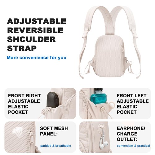JUNGYOON Sling Bag for Women - Lightweight Quilted Crossbody Bag with Secure Anti-Theft Pocket, Perfect Shoulder Bag for Commute Travel & Daily Adventures (Beige-Small)