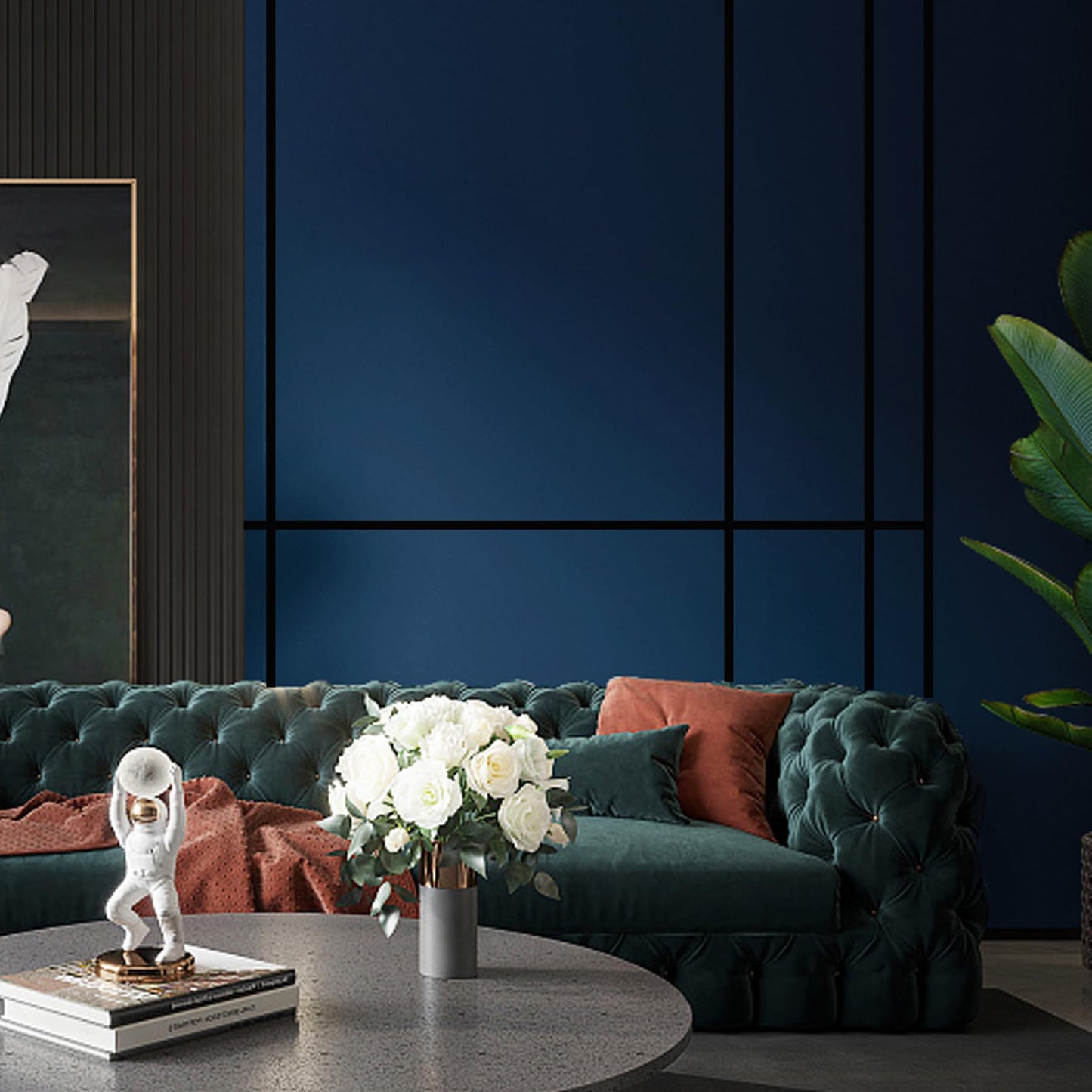 QDYMXUN Glossy Black Peel and Stick PVC Molding Trim, Flexible DIY Wall Accent Strip for Mirror Frame, Cabinet, Edges & Borders and Tiles (197''L x 0.4''W)