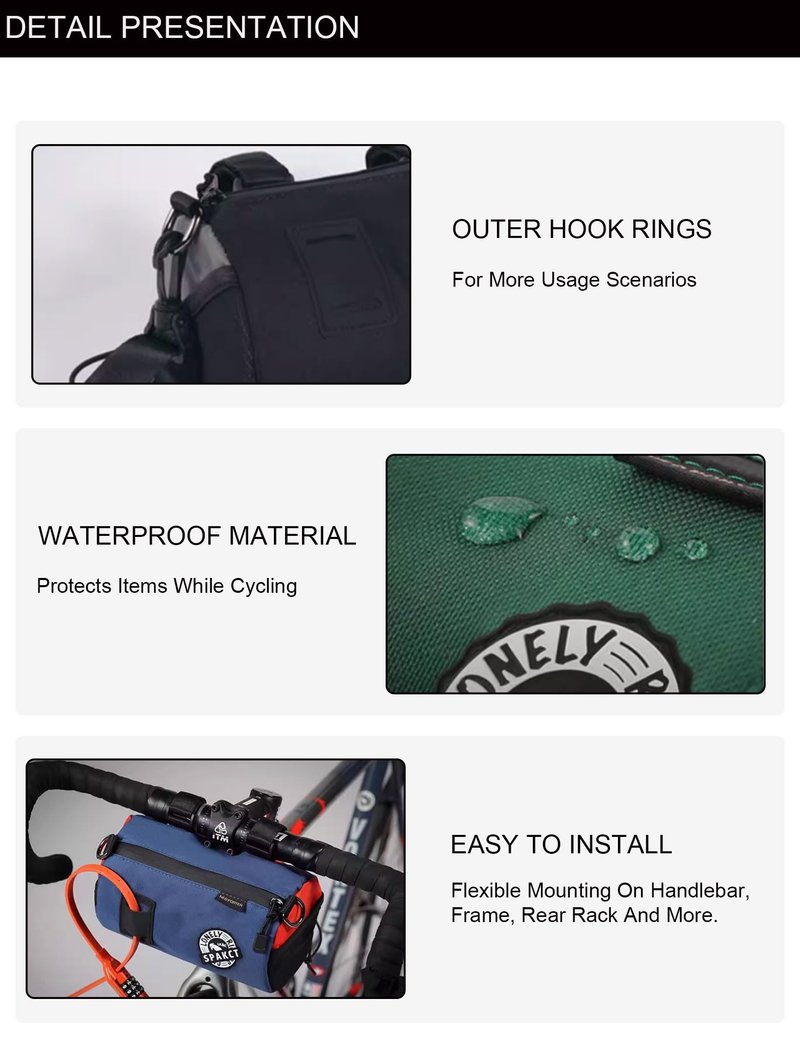 YSUJUAN Bike Handlebar Bag Waterproof Bicycle Front Bag with Shoulder Strap, Handlebar Bags for Bicycles, Bike Pouch Frame Rack Bag, Cycling Storage Accessories(Watermelon red, 1.5 L)