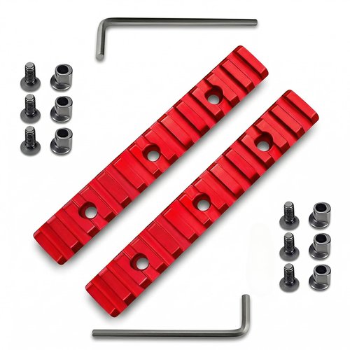 Gotical 13 Slots Picatinny Rail keymod Lightweight Aluminum Red Rail for Handguard System with Allen Wrench - 2 Pieces (Red)