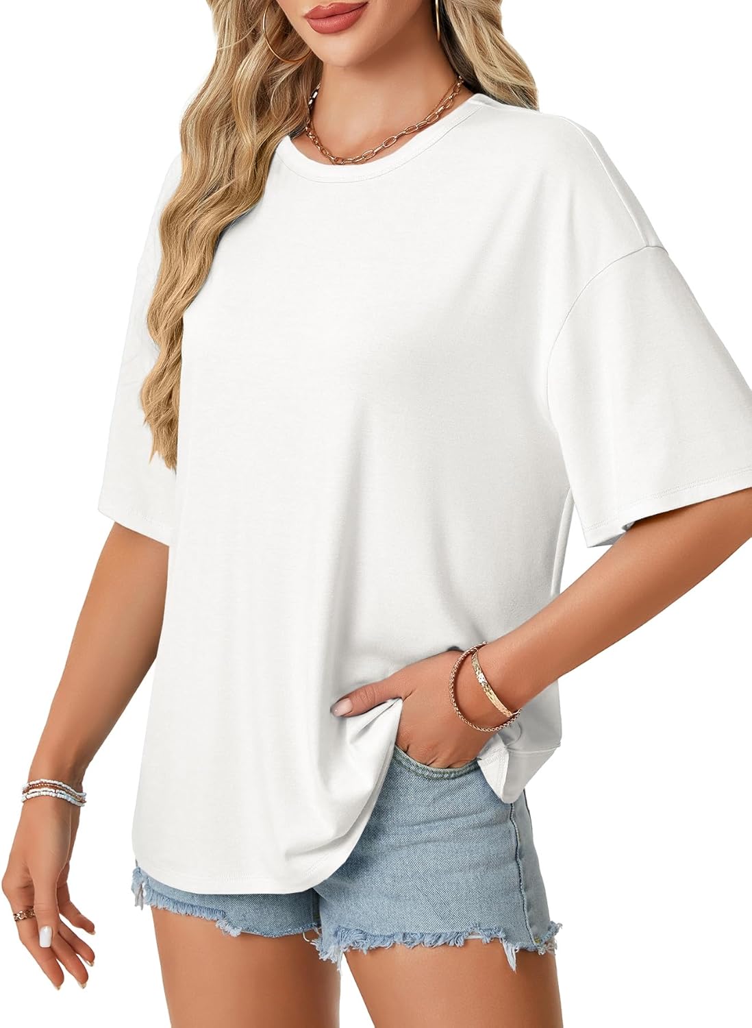 Rooscier Women's Open Back Workout Top - Oversized Backless Half Sleeve Casual Tee | Y2K Style