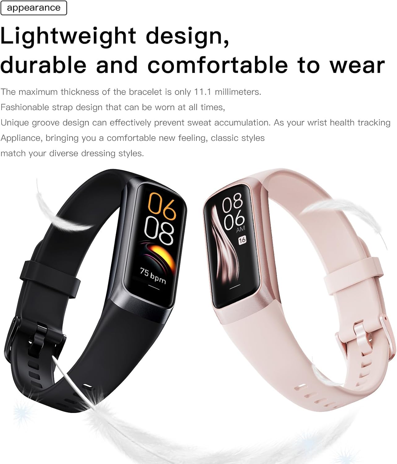 Skiennix Fitness Tracker Watch - AMOLED Display, Heart Rate & Blood Pressure Monitor | 25 Sports Modes, Slim Design