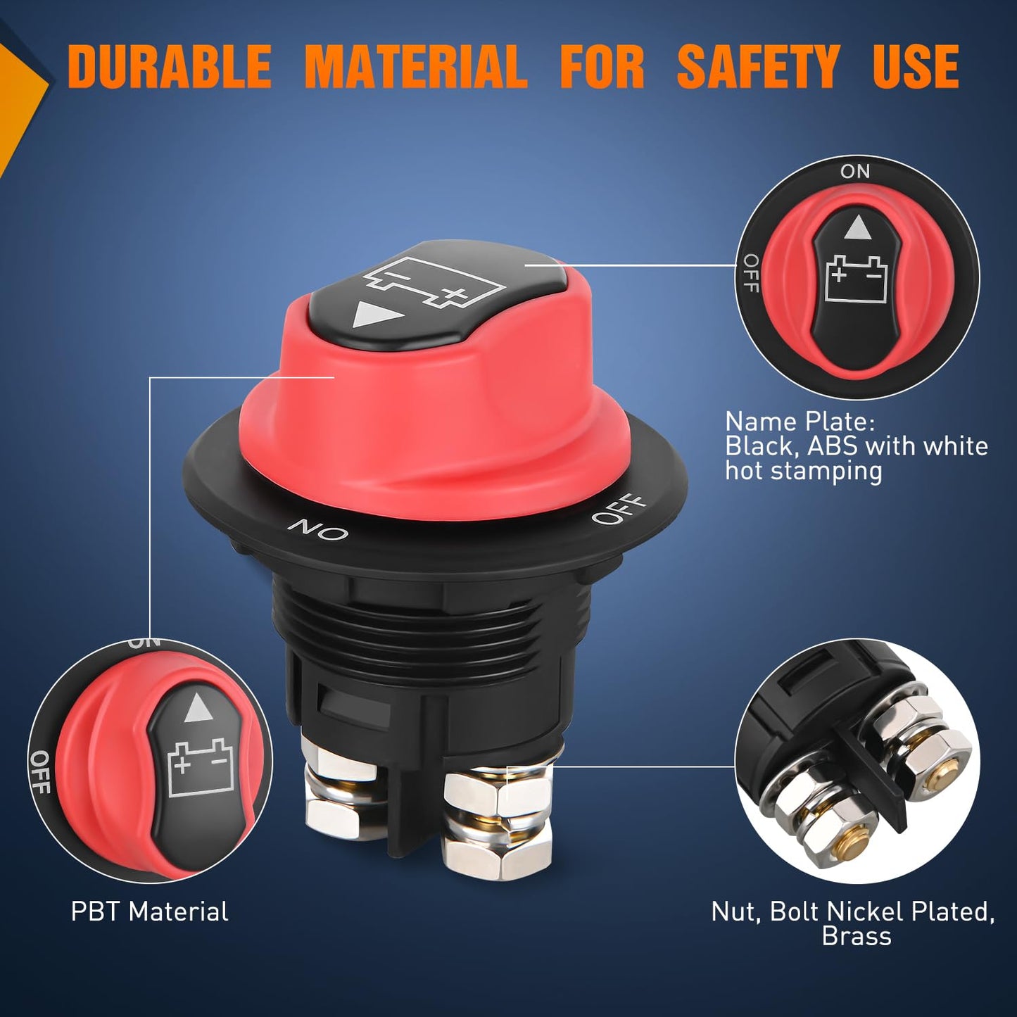 Nilight 100A Battery Disconnect Switch - Waterproof Master Isolator for 12V-48V Marine, RV, Car, ATV | 2-Year Warranty