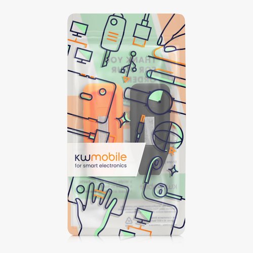 kwmobile 2X Clip Holders Compatible with Huawei Band 10/9 / 8 - Clip-On Holder Replacement Set - Black/Orange