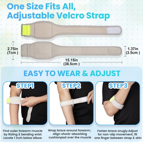 Euralypstic Tennis Elbow Brace, Adjustable Strap with Compression Pad for Forearm Tendon Pain Relief, Tendonitis, Tennis & Golfer’s Elbow, Fits Weightlifting, Golf, Tennis, Men & Women, 1 Pack
