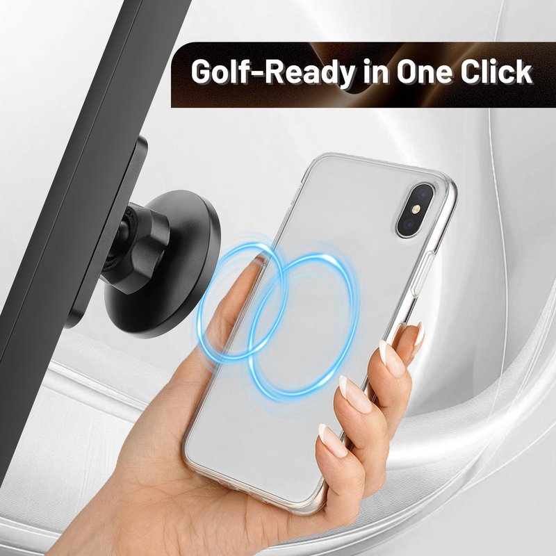 Amviner Magnetic Golf Cart Phone Holder Compatible with MagSafe, Compatible with iPhone 16 Pro Max Plus 15 14 13 12 Mini Fits EZGO, Club Car, Yamaha, Icon
