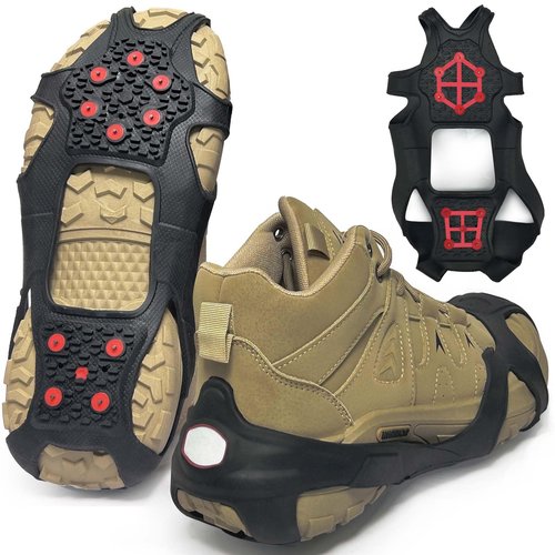 Upgraded Tungsten Crampon, Fashion Ice & Snow Grips with Fluorescent for Shoes and Boots, Removable Shoe Traction for Hiking, Jogging in Winter Outdoor(M/L)