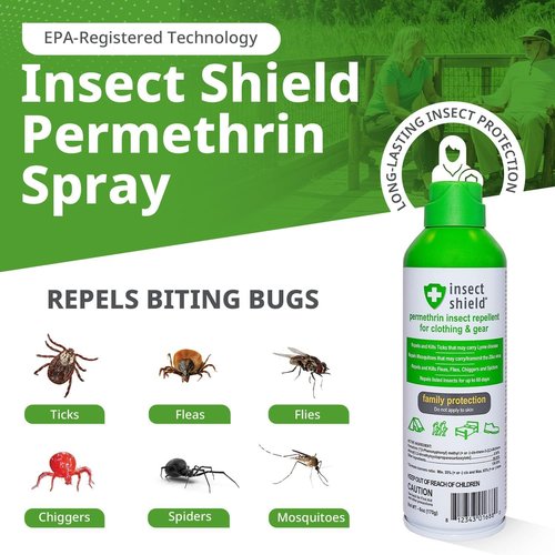 Insect Shield Premium Permethrin Spray - Effective Tick, Flea & Mosquito Repellent | Lasts 60 Days, 6 Oz Clear Aerosol