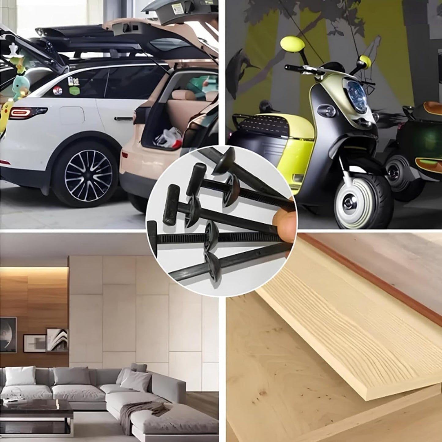 100PCS Nylon Universal Cable Tie Buckle,heavy duty self-locking zip ties holder,Multipurpose Plastic Cable Ties Tool UV Resistant Zipties for Car Daily Repair