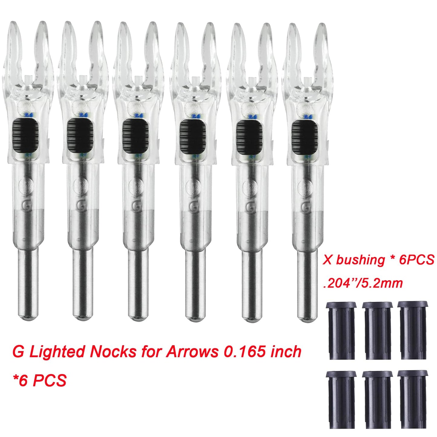 KEAUP G Lighted Nocks 6 PCS with X Bushing for Arrows with .165.204 Inside Diameter with ON/Off Switch LED Nocks Archery Nocks (Blue)