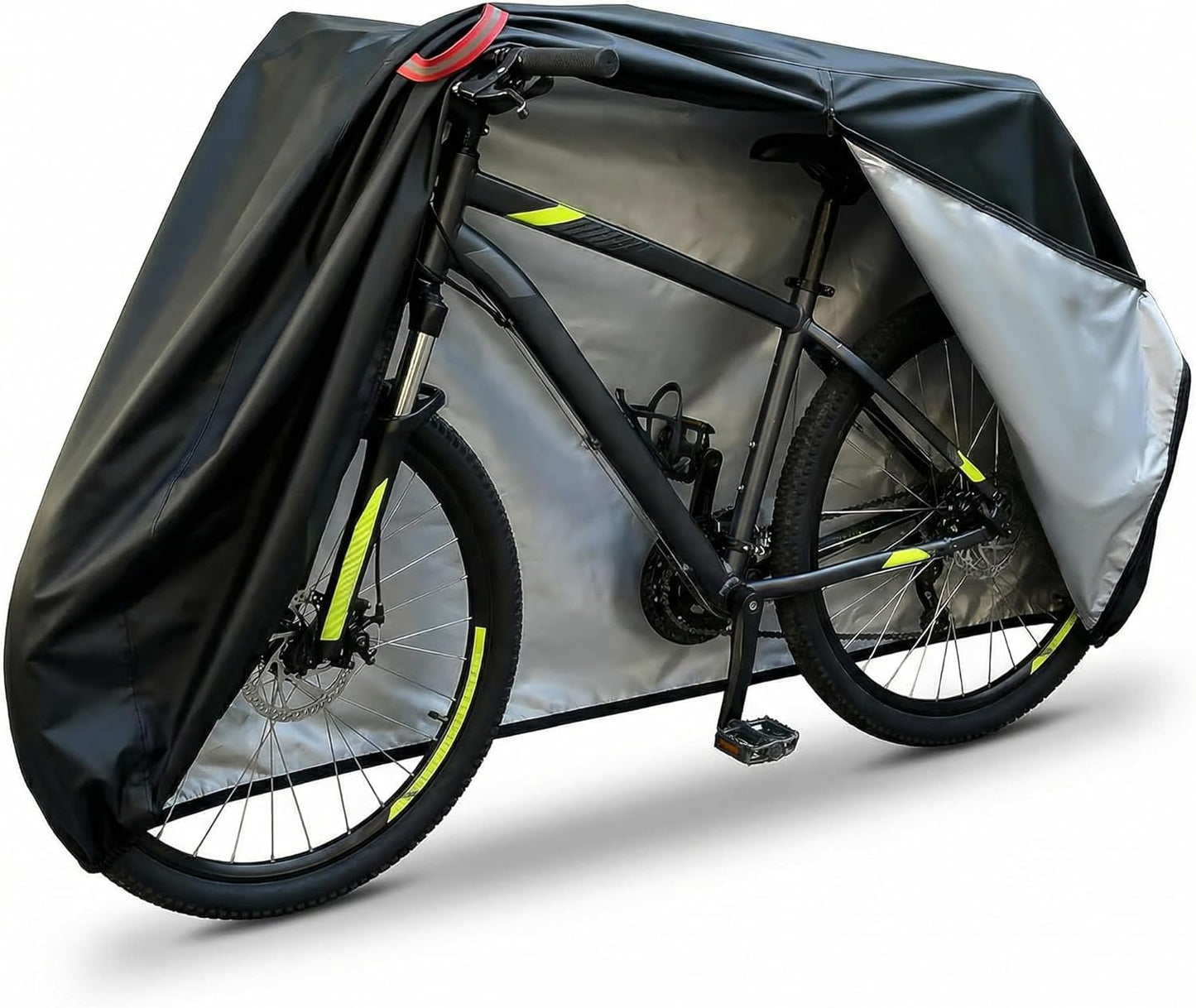 Skiennix Bike Cover - Heavy Duty Waterproof 500D Material with Side Zipper | Fits 1-3 Bikes, Windproof & Reflective Strips