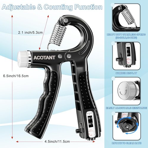 ACOTANT Grip Strength Trainer Set - 5 Pack Hand Grip Strengthener & Finger Exerciser with Carry Bag