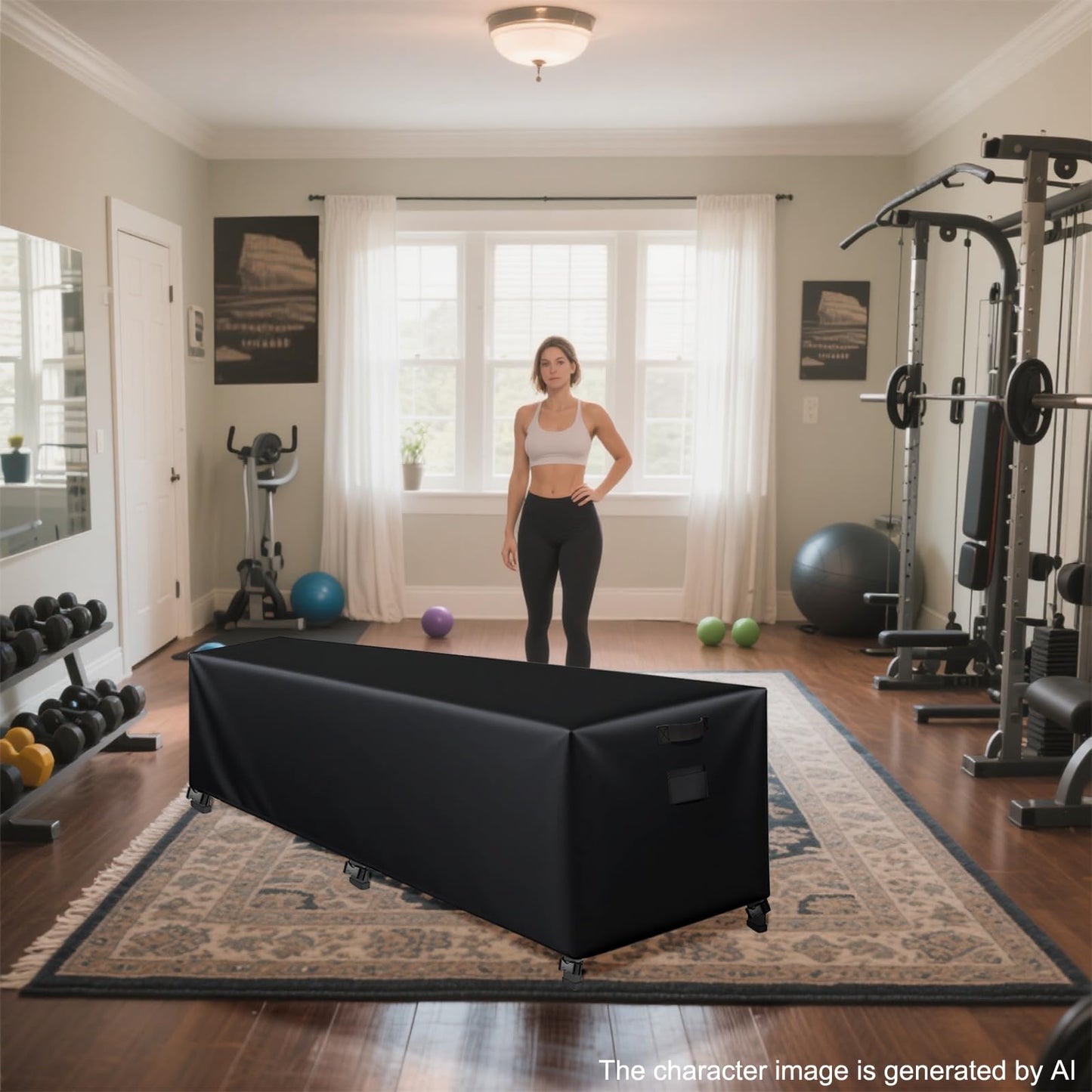 FEIJAZUM Reformer Protective Cover, 101" Wx31 Dx23 H, 600D Oxford Waterproof for Pilates Reformer, with 6 Straps and Storage Bag, Dustproof UV Resistant