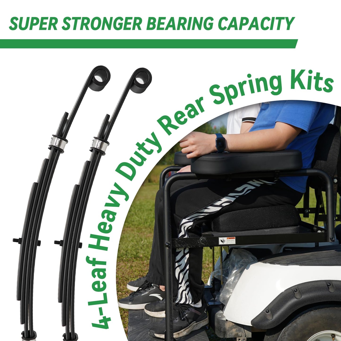 XUANYUDG0769 Heavy Duty 4-Leaf Golf Cart Rear Leaf Spring with Bushings and Sleeves for EZGO TXT 1994-up