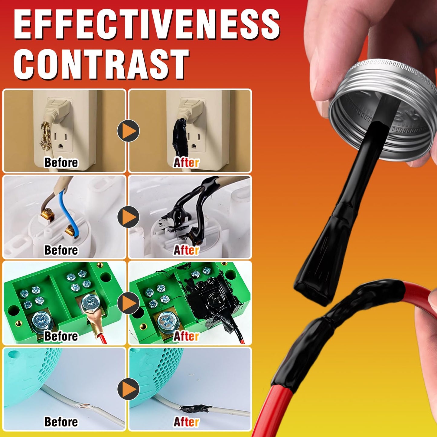 Liquid Electrical Tape, 125ml Waterproof Sealing Glue, Wire Insulation Rubber, Black Electrical Tape Glue Used for Wires & Cables, Plug, Circuit Board, Automotive, Marine