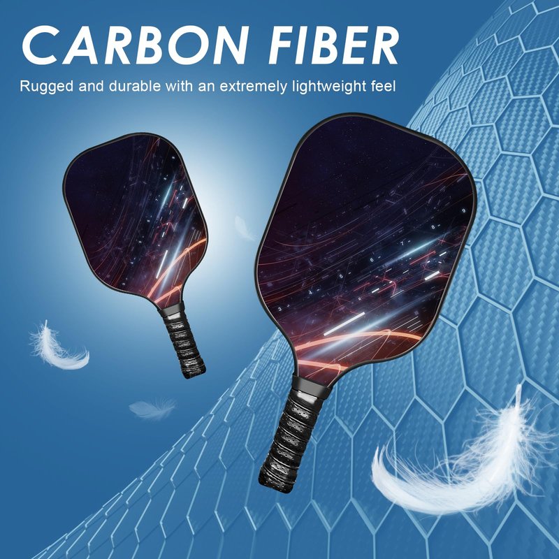 Pickle Ball Set Pickleball Paddles Set of 2 Carbon Fiber Pickleball Paddle Includes 4 Balls, 2 Ball Pickers, 1 Ball Bag Best Gifts for Junior and Professional Pickleball Equipment (Silver)