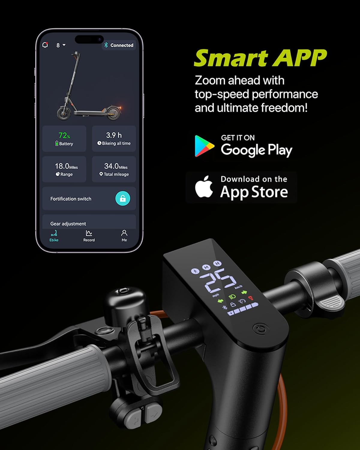 MEGAWHEELS Electric Scooter - Foldable Design with Suspension & 10-Inch Tires | 15MPH Max Speed, 31-Mile Range