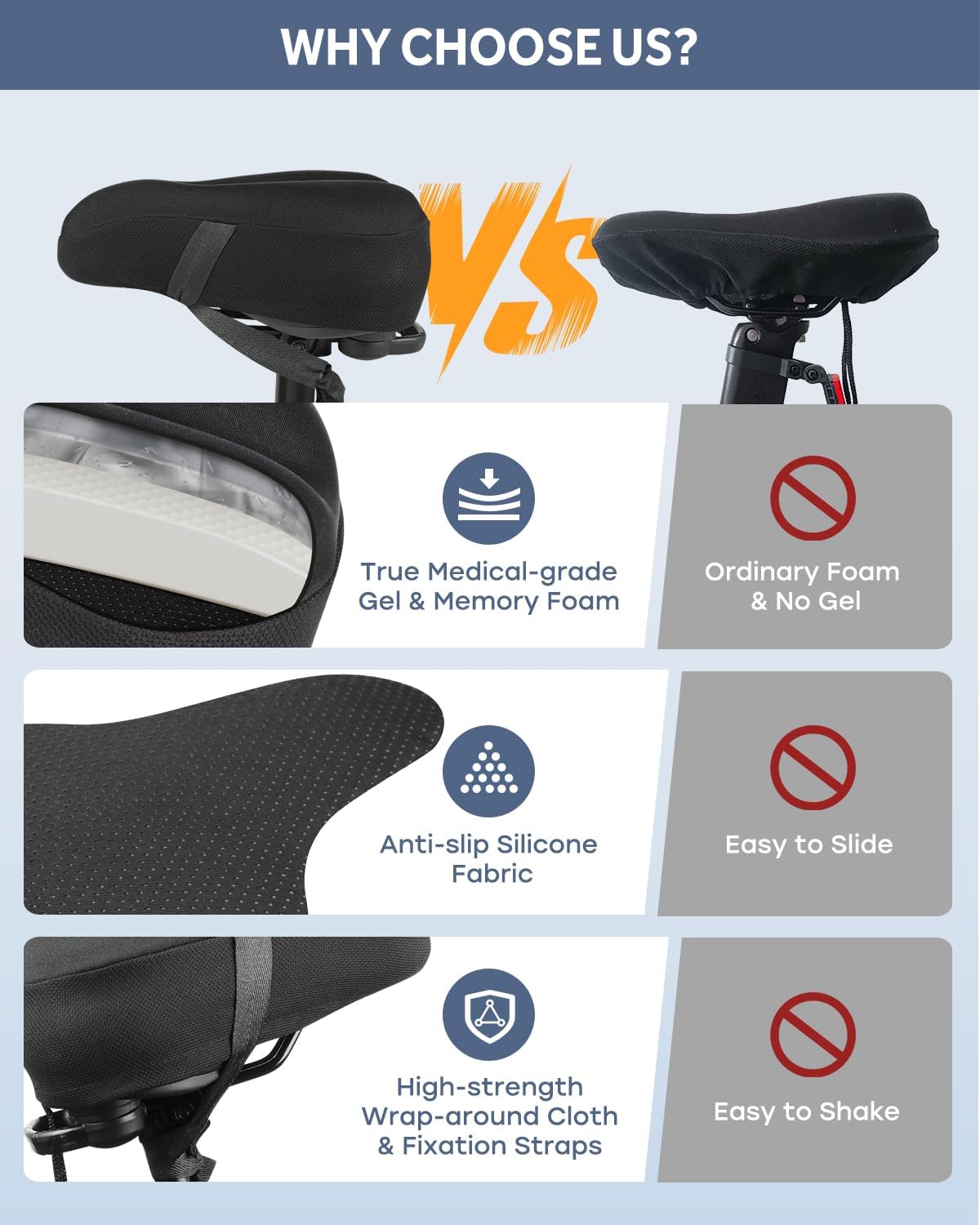 Skiennix Bike Seat Cushion - Comfortable Gel Saddle Cover for Indoor & Outdoor Cycling | Universal Fit for Peloton & Road Bikes