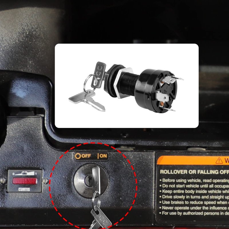 Roykaw Golf Cart Ignition Switch and Key for Club Car Precedent 2004-Up Gas Models, Replaces OEM # 102515101, 4 Terminal