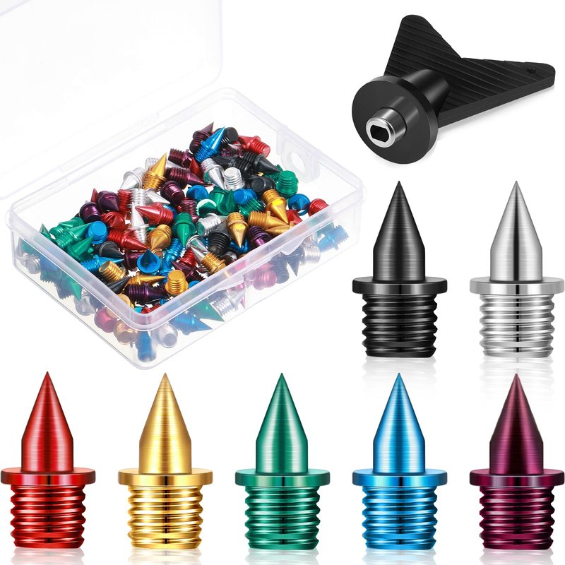 Ripeng 140 Pieces 1/4 Inch Carbon Steel Track Spikes, 7 Colors Light Weight Spikes Track Shoes for Field Sprinting Cross Country, 0.47 Grams