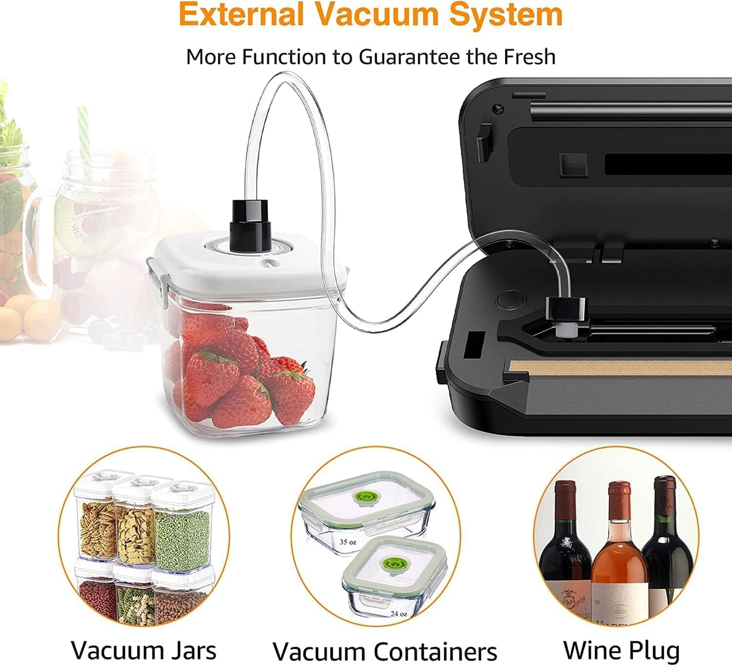 MEGAWISE Vacuum Sealer Machine - 2025 Model with Starter Kit, Dry & Moist Modes, Compact Design & 10 Bags