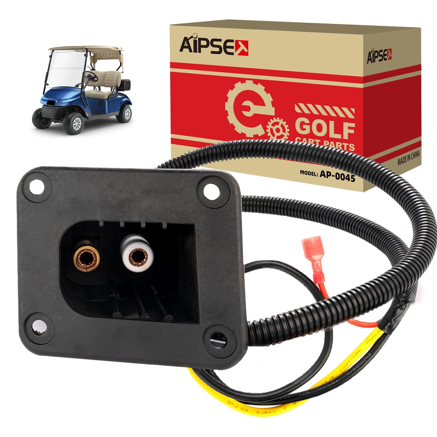 AIPSET 36 Volt Golf Cart Powerwise Charger Receptacle Compatible with EZGO TXT & Medalist with PDS/DCS Electric Golf Carts, Replace OEM# 73051-G29, 73063-G01