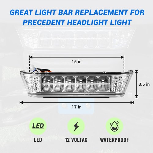 FIXHAWK Club Car LED Headlight Bar,12V Precedent Front Head Light Bar Assembly for Club Car Precedent 2004-Up Electric and Gas Golf Cart, Replace OEM# 102524801,1025248-01