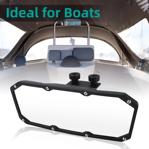 Amarine Made Boat Mirror, 10.6''x3.9'' 360 Adjustable and Rotatable Universal Marine Mirror for Water Sports
