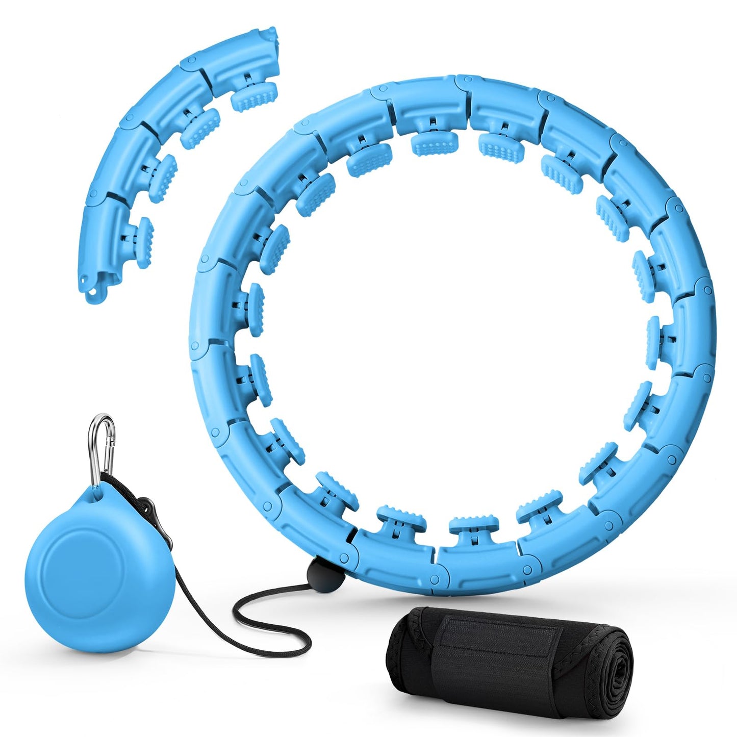 Weighted Fit Hoop Plus Size for Adult Weight Loss, 32 Detachable Links Smart Fitness Hoop, Fitness and Massage 2 in 1, Great for Adults and Beginners (Blue)