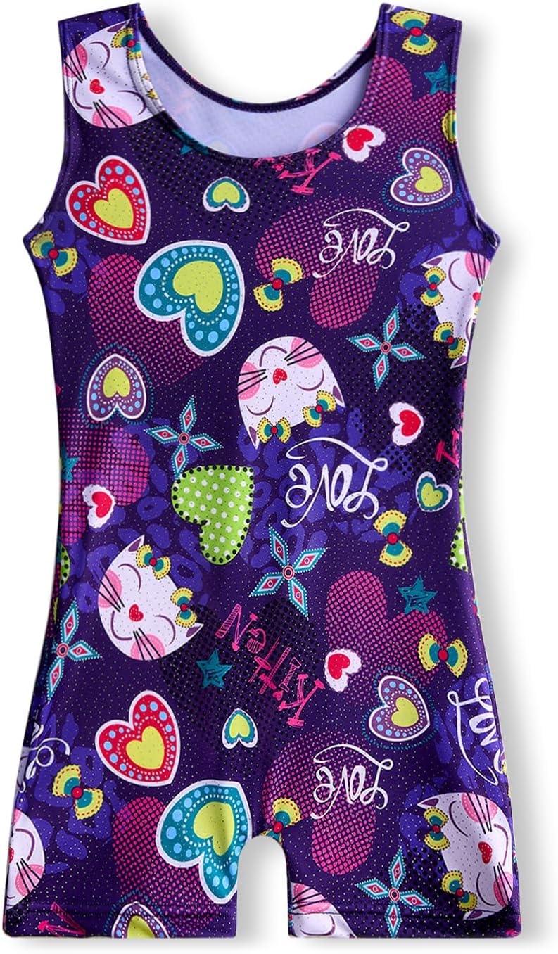 Skiennix Gymnastics Leotards for Girls | Stylish Biketard Unitard with Shorts | Sizes 2T-8T
