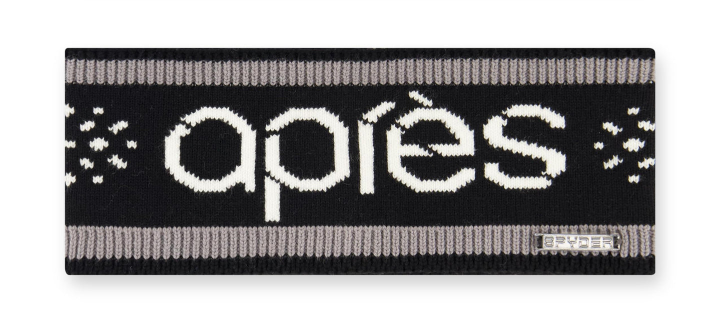 Spyder Womens Intarsia Apres Ski Knit Headband, Black, One Size