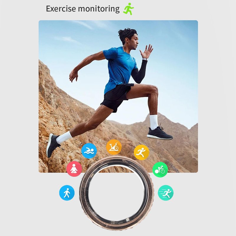 Yunir Smart Ring,Water Proof Fitness Ti Steel Roman Numerals Smart Ring Health Tracker,Smart Ring Health Tracker Men (10)