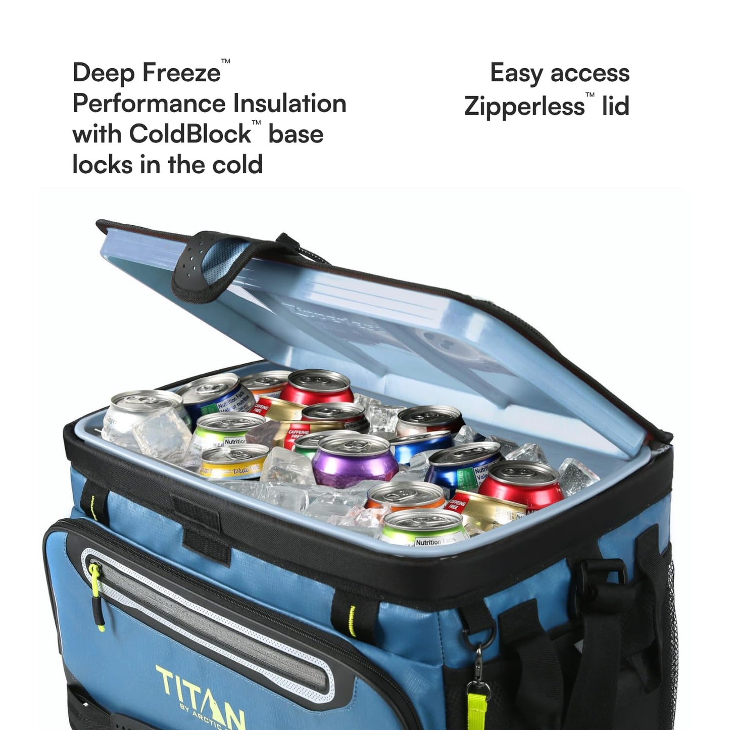 Titan by Arctic Zone 48 Can Zipperless Cooler with SmartShelf, Marine Blue