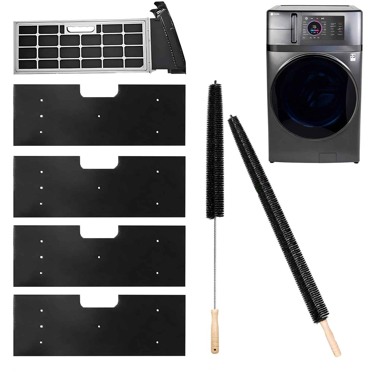 6 Pcs GE Washer Dryer Combo,WH01X35719 Lint Filter replacement with dryer vent brush,2025 New Lint Filter for Ge Washer Dryer Filter Sponge,Hand Washable and Reusable,Models: PFQ97HSPVDS