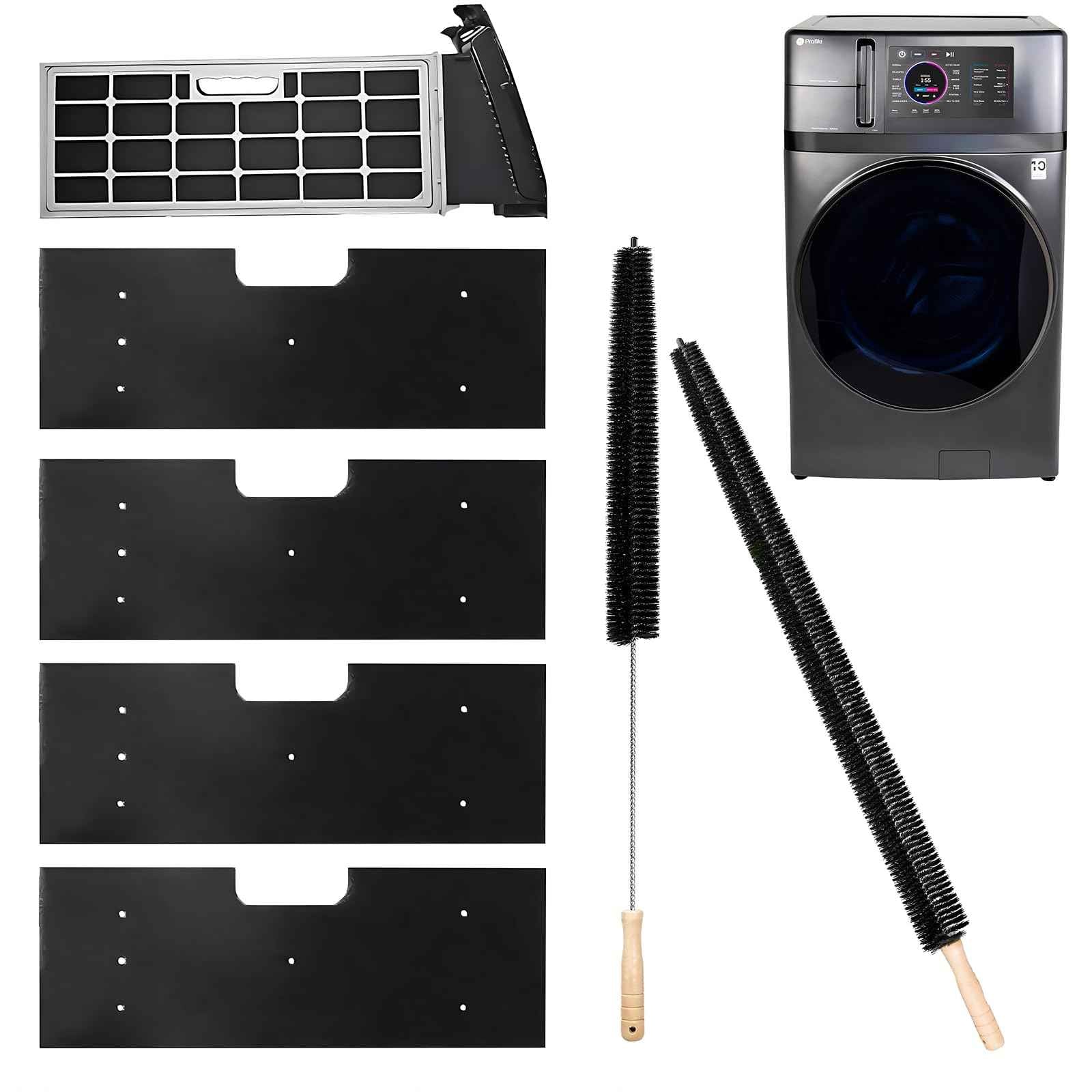 6 Pcs GE Washer Dryer Combo,WH01X35719 Lint Filter replacement with dryer vent brush,2025 New Lint Filter for Ge Washer Dryer Filter Sponge,Hand Washable and Reusable,Models: PFQ97HSPVDS