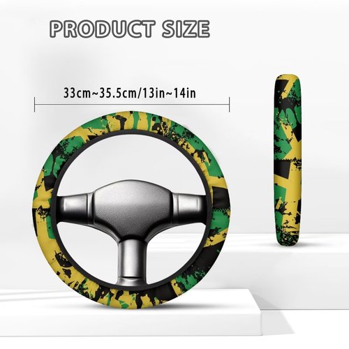 FUIALDOLG Yellow Green Golf Cart Steering Wheel Cover Steering Wheel Protector Soft and Breathable Fit Most Golf Cart Steering Wheels Universal Fit (13"-14")